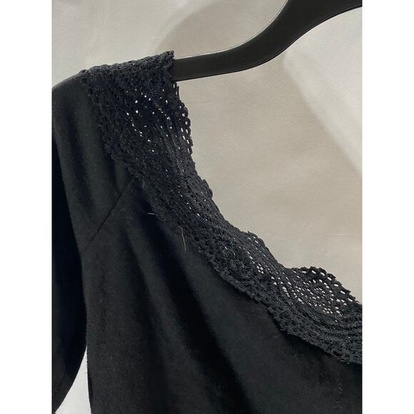 KENDALL & KYLIE Women's Crochet Trim Boat-Neck Long Sleeve Crop Top SZ S - Picture 5 of 10